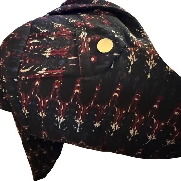 H&M Black & Burgundy Abstract Print Moto-Style Open Front Jacket, Size 4 - Picture 6 of 8